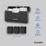 Dock sạc 3 pin Eclaté dành cho Gopro tích hợp 5/6/7/8/9/10/11/12 có khay đựng thẻ nhớ - Ảnh 2