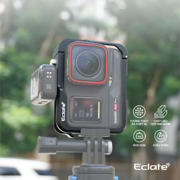 Khung camera cage Eclaté |Hợp Kim Nhôm| dành cho Insta360 ACE PRO | Hỗ trợ quay dọc