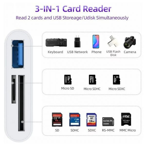 Đầu đọc thẻ chân Type C | 3 trong 1 | thẻ TF, SD,USB | OTG