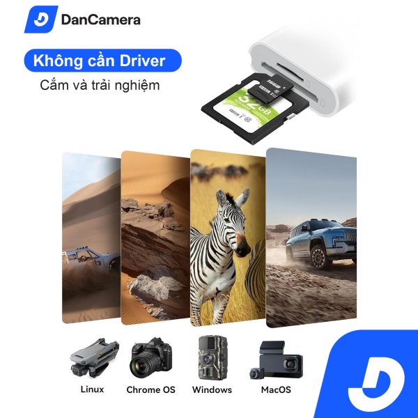 Đầu đọc thẻ nhớ chân type + đầu chuyển lightning