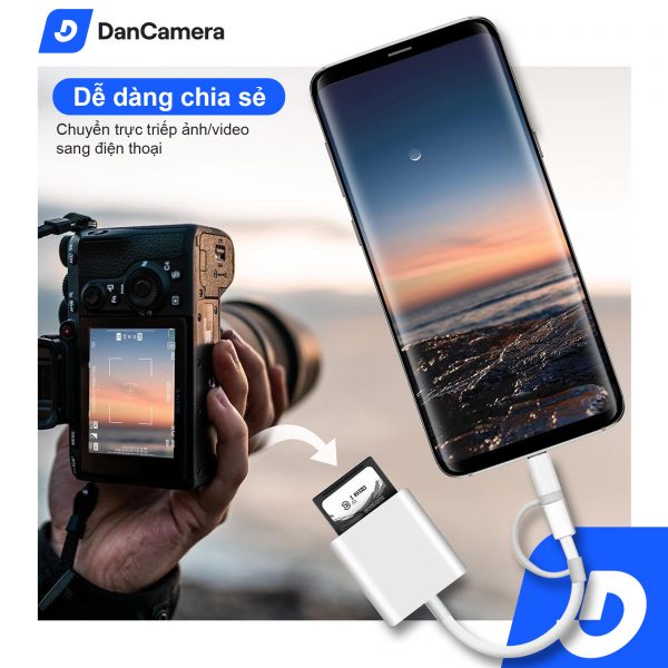 Đầu đọc thẻ nhớ chân type + đầu chuyển lightning