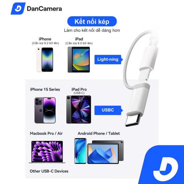 Đầu đọc thẻ nhớ chân type + đầu chuyển lightning