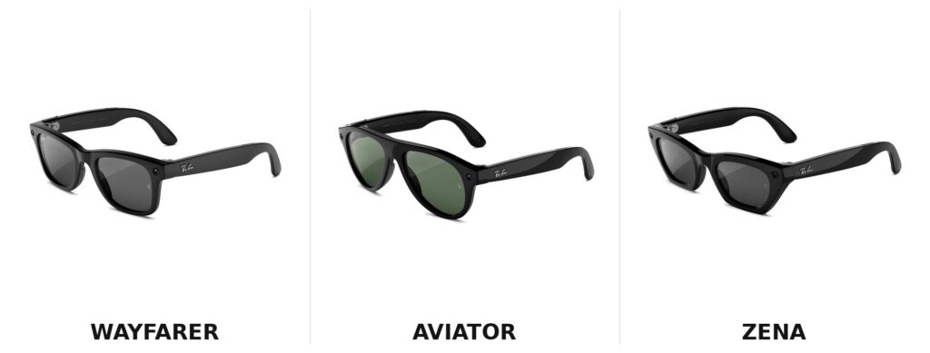 3 kiểu dáng Kính thông minh Ray-Ban Meta Gen 3: Wayfarer, Aviator, Zena