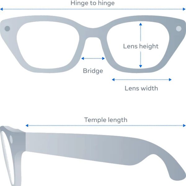 Sơ đồ kích thước Kính thông minh Meta Glasses Capri LISA Edition