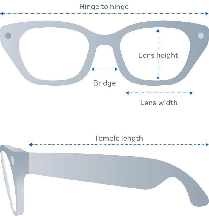 Sơ đồ kích thước Kính thông minh Meta Glasses Capri LISA Edition