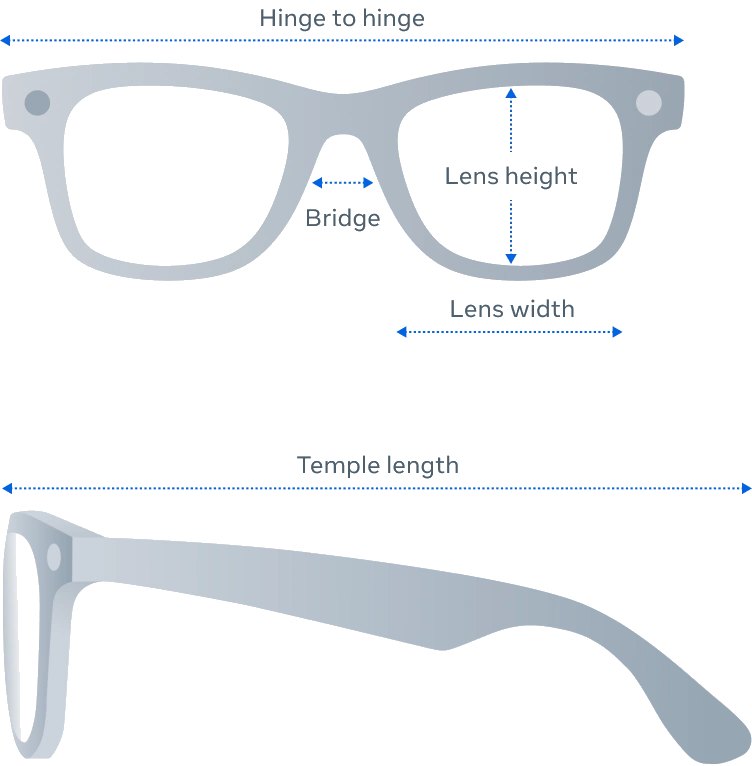 Sơ đồ kích thước Ray-Ban Meta Gen 3 Wayfarer